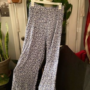 Forever 21 Floral Blue Wide Leg Pants